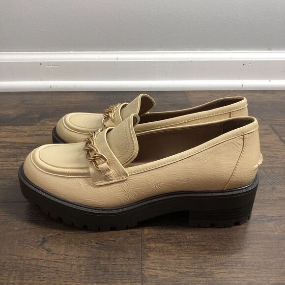 Sam Edelman Taelor Size 6.5 Chunky Y2K Platform Loafer Shoes Tan Neutral Career - Picture 4 of 14
